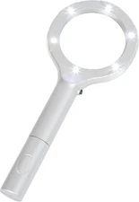 Magnifying Glass with LED Light, Lightweight Handheld Lighted 4X Magnifier (Silv
