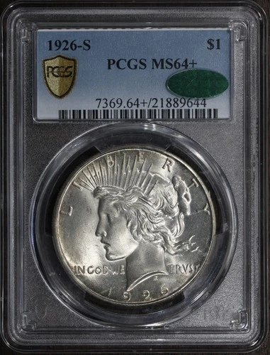 1926-S (MS64+ CAC) Peace Silver Dollar $1 PCGS - Better Date!