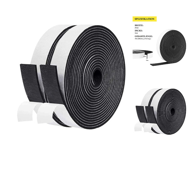 Selbstklebendes Dichtungsband 25Mm X 3Mm Schwarz Kollisionssch-image