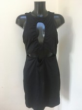 TOPSHOP DRESS NEW JERSEY Beach cover light black open front straps mini short