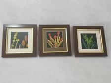 3 Floral Mini Shadow Boxes Home Decor Wall Art 6" Flower Frame