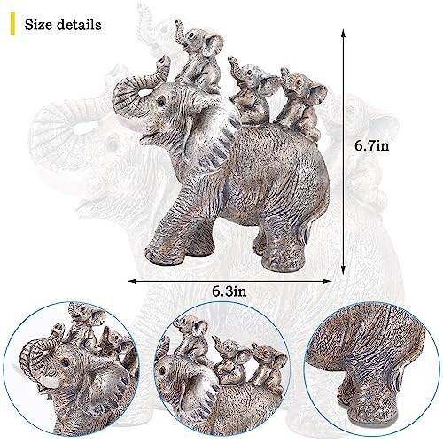 Handgemachte Elefantenfigur Harz Skulptur Deko mit Geschenkbox - Bild 4 von 6