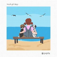 Beach Girl Dogs Needlepoint Kit or Canvas