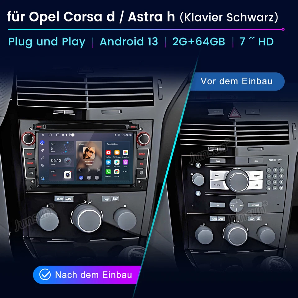2+64G Android14 Autoradio GPS Navi Für Opel Astra H G Corsa C D Zafira B Carplay - Bild 2 von 4
