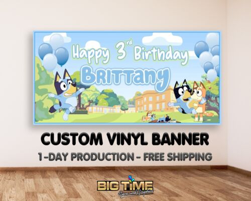 Bluey Personalized Birthday Banner 1ftx2ft - Free Shipping Free Customization