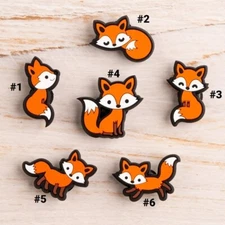 Fox Shoe Charms Animals 6PCS Shoes Charm PVC Clog Pins Accessories Party Favors