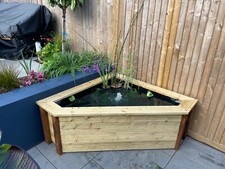 Raised Garden Pond w/Seat Top Corner Pond Water Feature 120x120x54 cm ReadyToUse