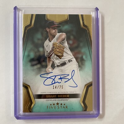 2024 TOPPS FIVE STAR SHANE BIEBER AUTOGRAPH AQUA 14/75 CLEVELAND GUARDIANS