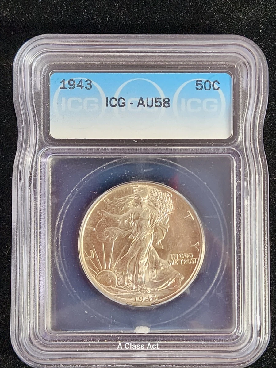 AU 58 Graded 1943 Year Liberty Walking Half Dollars (1916-1947