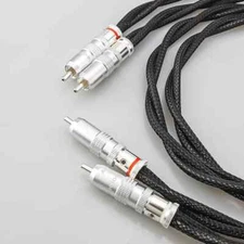 Pair HI-End Silver Plated Twist Shielded Wire HIFI Audio RCA Interconnect Cable