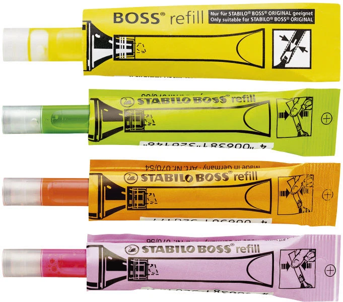 2 x Stabilo BOSS refill Nachfüllsystem 3ml für Textmarker Farbe wählbar
