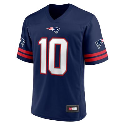 New England Patriots NFL NFLPA Men's Mac Jones #10 Navy V-Neck