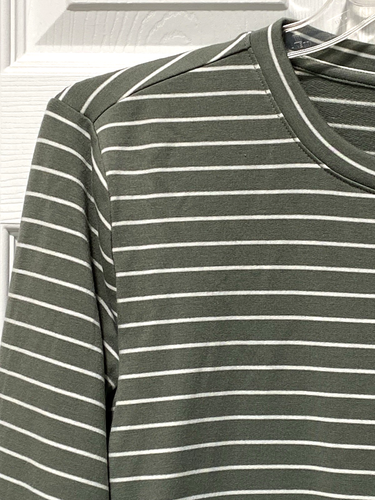 Apt. 9 Pullover Top Sage White Stripe Long Sleeve Poly Rayon Soft Size L NEW - Picture 8 of 24