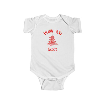 Chinese Food Container Pagoda Thank You Enjoy Infant Fine Jersey Bodysuit