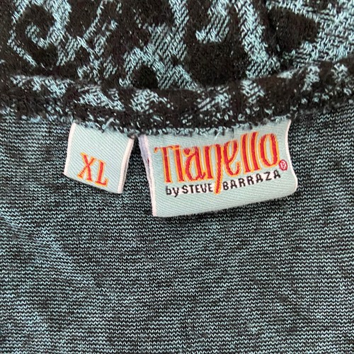 Tianello Steve Barazza Asbury Tunic Size XL Teal Black Textured Jacquard Knit - Picture 5 of 6