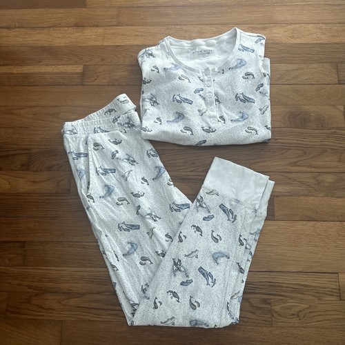 Erica Wilson Nantucket Long Sleeve Pajama Set - Save The Whales Girls Size L - Picture 8 of 8