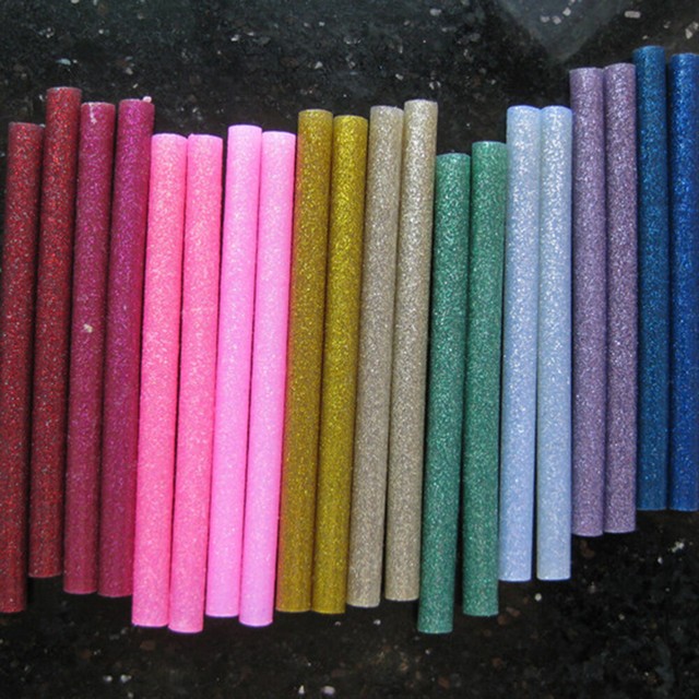 50pcs Glitter Glue Sticks Adhesive Hot Mini Melt Glue Sticks 10 Colors