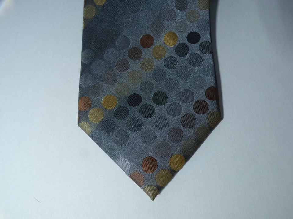 Галстук полиэстер John Ashford серый, желтый, коричневый, черный в горошек - Изображение 2 из 4