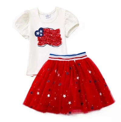 NEW Boutique 4th of July in USA Flag Girls Tutu Skirt Outfit - Image 1 of 4