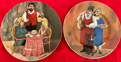 2 TUSCAN STOREFRONTS 8 inch Plates by GUY BUFFET from  GERMANY