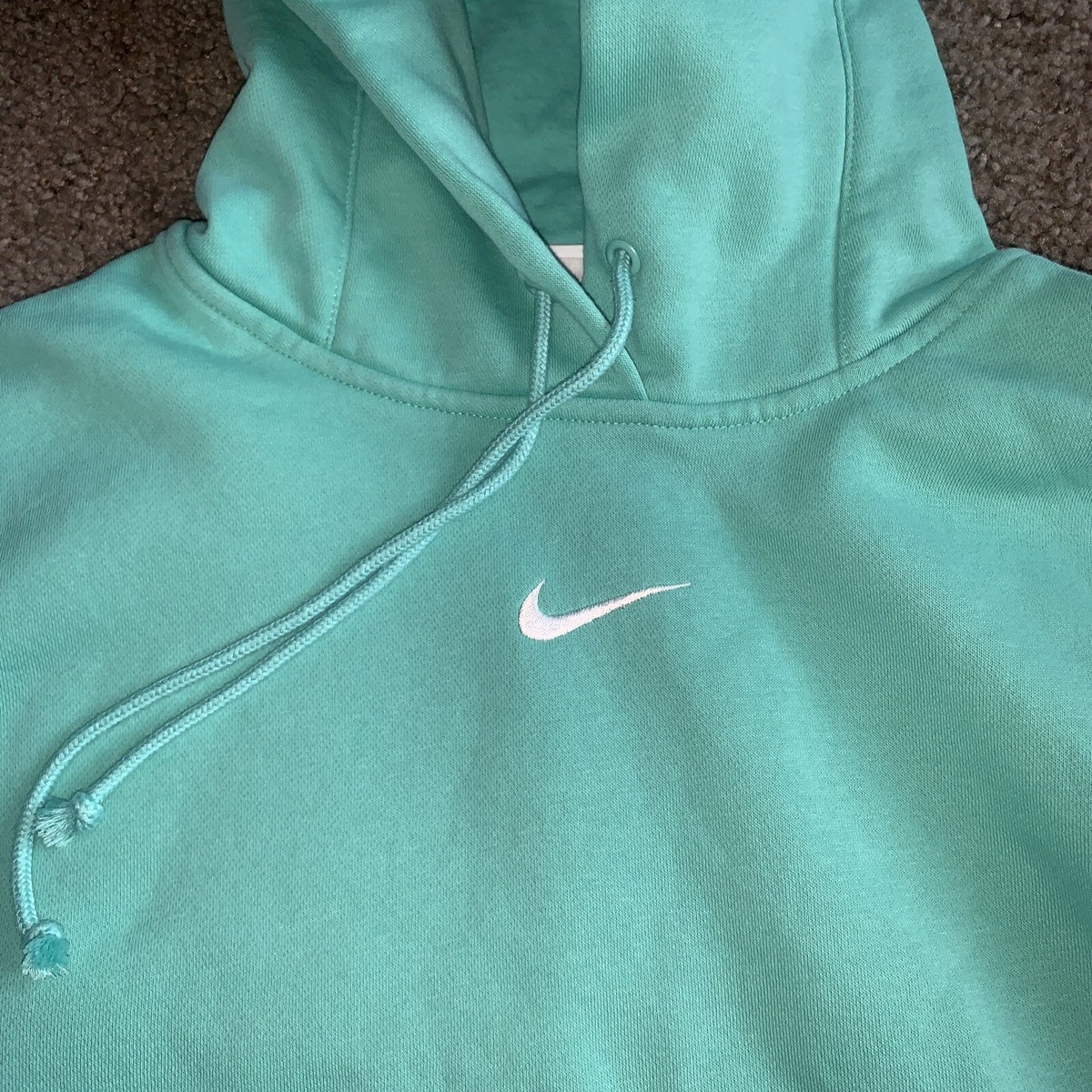 nike mini metallic swoosh oversized pastel green hoodie