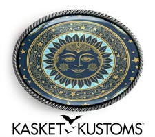 Boho Sun Belt Buckle - Ornate Bohemian Medallion Art Oval Buckle - 911