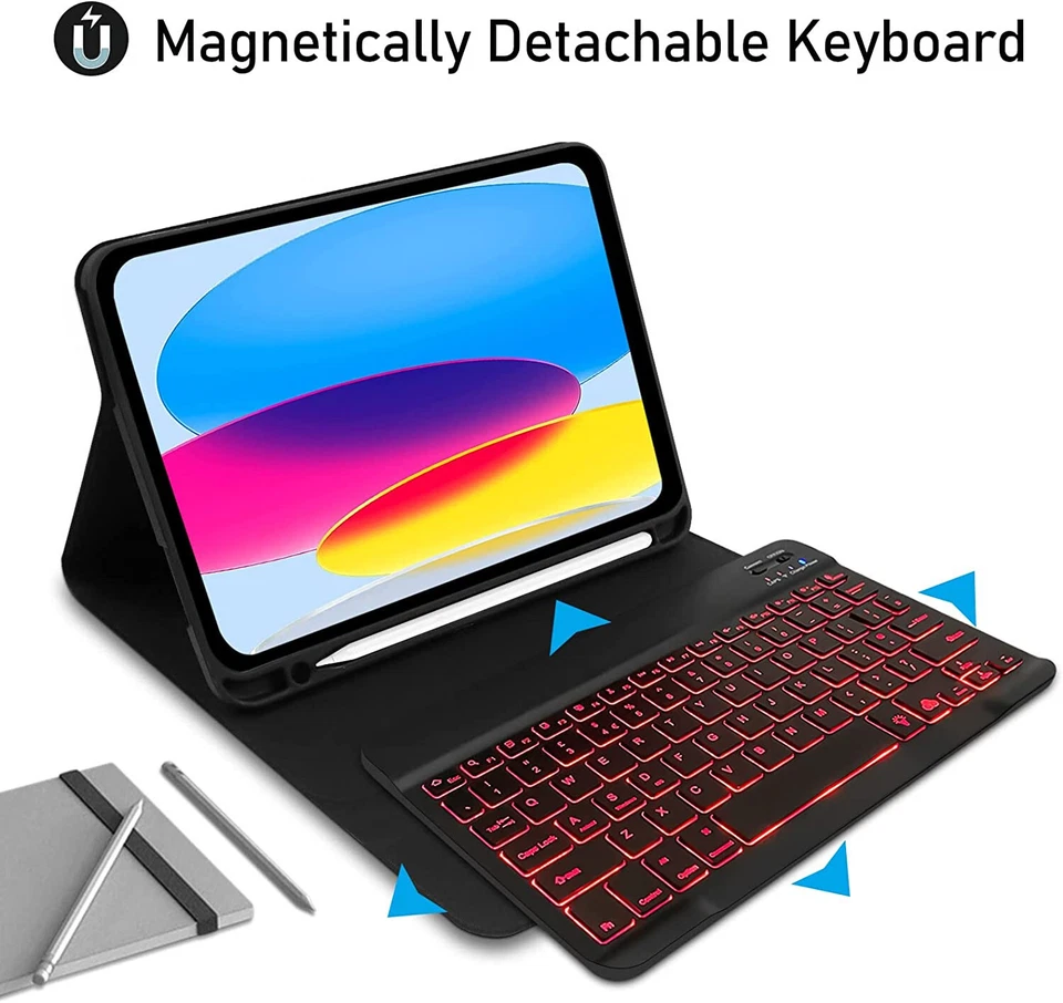 Backlit Slim Case Cover with Detachable Keyboard For iPad 10th 10.9/iPad A16 11" - image 2 of 4