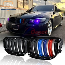 Gloss Black M-Color Front Kidney Grill For BMW E90 E91 4DR LCI 335i 328i 09-11