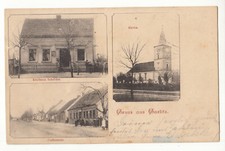 Postcard greeting from Garlitz department store Schröder village street church Märkisch Luch b105