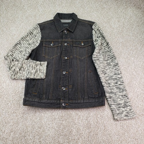 21 Men Medium M Mens Denim Jacket Knit 
