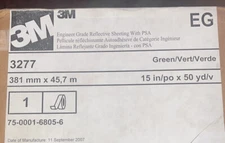 3M 3277 Reflective Sheeting Green Engineer Grade 15” Wide. By The Ft.