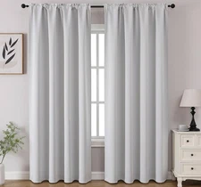 Room Darkening Grayish White Curtain Panel Drapes