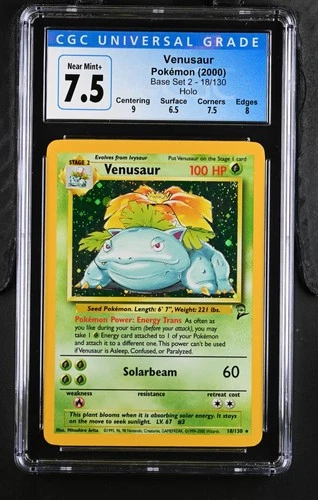 Vintage WOTC Pokemon Venusaur - 2000 Base Set 2 #18/130 - CGC 7.5