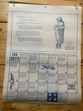 Akwesasne Notes 1973 "White Roots of Peace Calendar" w/ Daily Historical Info.