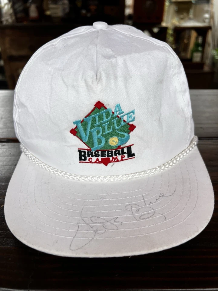 Gorra de campamento de béisbol Vida azul autografiada oficial Vida azul Foto 3 de 4