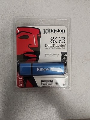 NEW 8 GB Kingston Data Traveler with Vault Privacy 256-bit AES Encryption USB 3