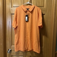 Oakley Men's clubhouse Polo Shirt Size XL Collared orange Regular Fit HYDROLIX