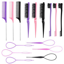 15-Piece Professional Styling Comb Set with Teasing Brush and Rat Tail Comb