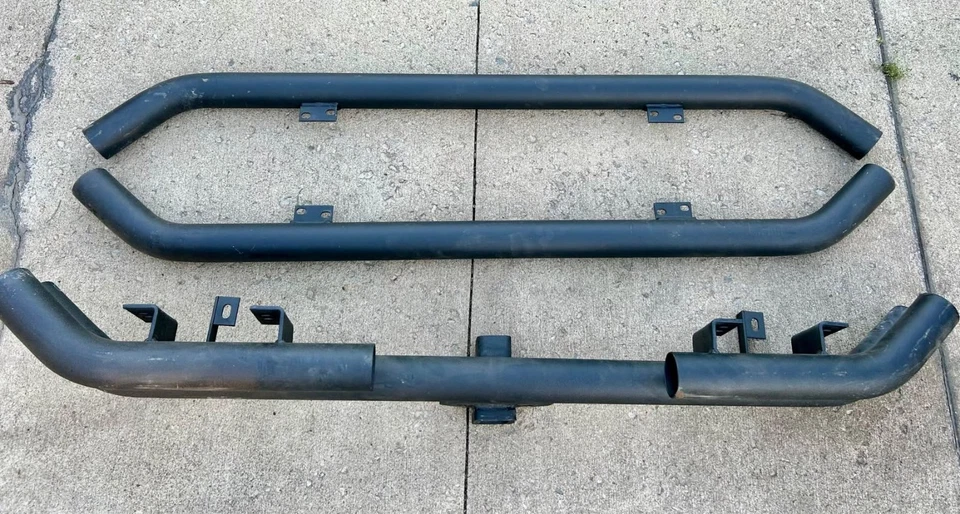 Parachoques trasero Jeep CJ-7 + Jeep YJ 3" diámetro acero doble tubo enganche 2" + dos peldaños laterales Foto 3 de 4