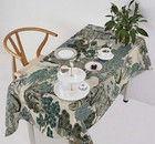 Asian Landscape Tablecloth, Oriental Vintage Chinoiserie Green Teal Mountains — photo 1