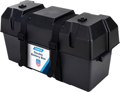 Double Battery Box - Safely Stores RV, Automotive, and Marine Batteries - Featur