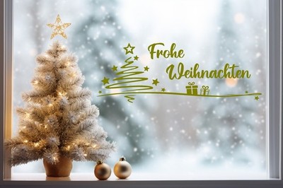 Fensteraufkleber Frohe Weihnachten Weihnachten Sticker Geschenke Weihnachtsbaum