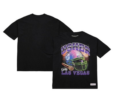 Mitchell & Ness Usher Super Bowl LVIII Las Vegas Unisex Adult T-Shirt Black
