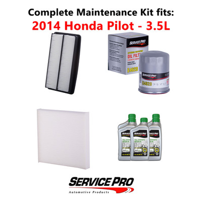 2014 Honda Pilot 3.5L Complete Air, Oil & Cabin Filter Kit (0W-20)