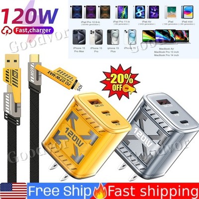 120W 3-Port USB Type-C Fast Wall Charger For Samsung S26 S25 S24 S23 S22 20%OFF