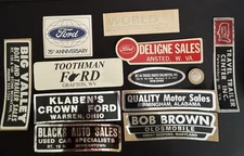 Vintage Decals Assorted Car Dealerships WV Ohio Maryland Lot Of 11