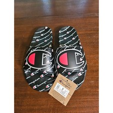 Champion Slide Sandals Mens 9 Black IPO Repeat Logo CM100079M