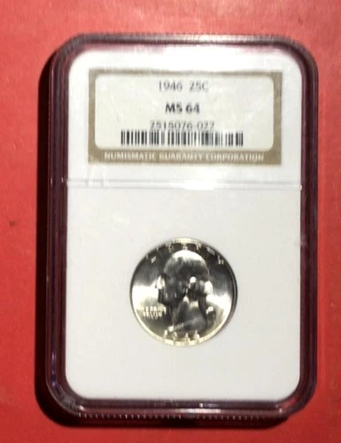 1946 US Washington SILVER Quarter MS 64 NGC Certified! Very Choice Uncirculated!