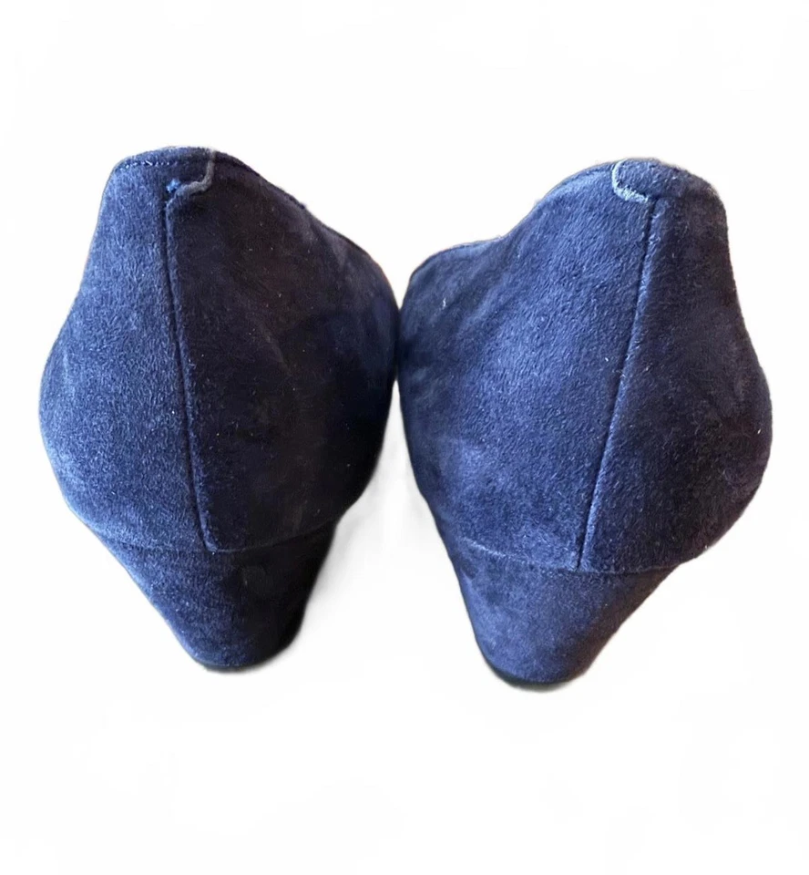 Zapatos de cuña Talbots para mujer talla 9,5 M cuero gamuza azul preppy ciudad sin cordones Foto 4 de 4