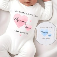 Personalised Our First Mother's Day Pink/Blue Babygrow/Vest